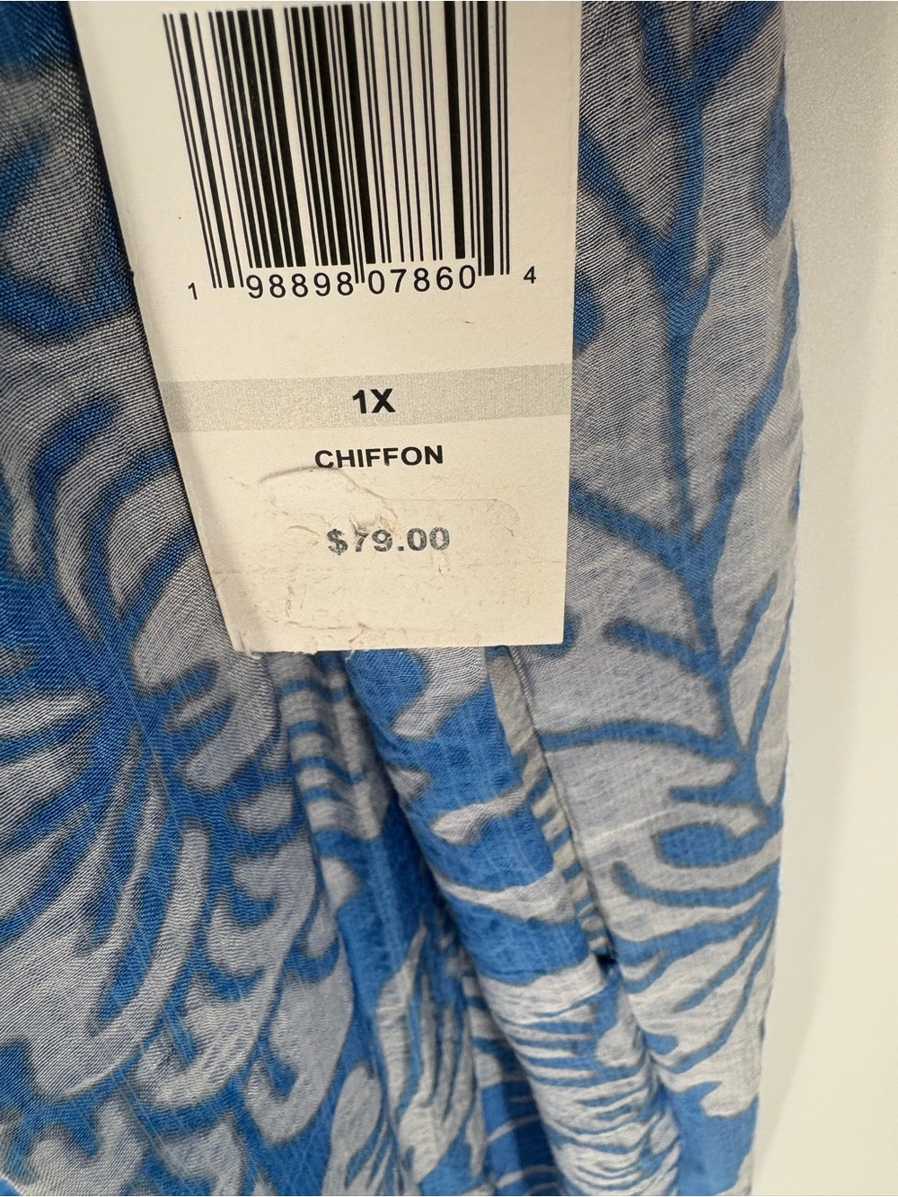 New MSK Blue and White Floral Tie-Front Puff Sleeve Dress size 1X - Picture 7 of 7